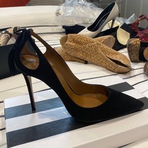 Aquazurra black suede heels